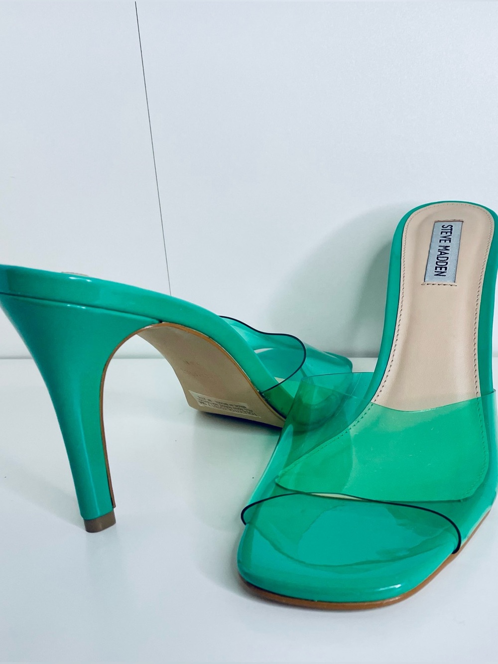 Steve Madden Green Clear Slide Mules